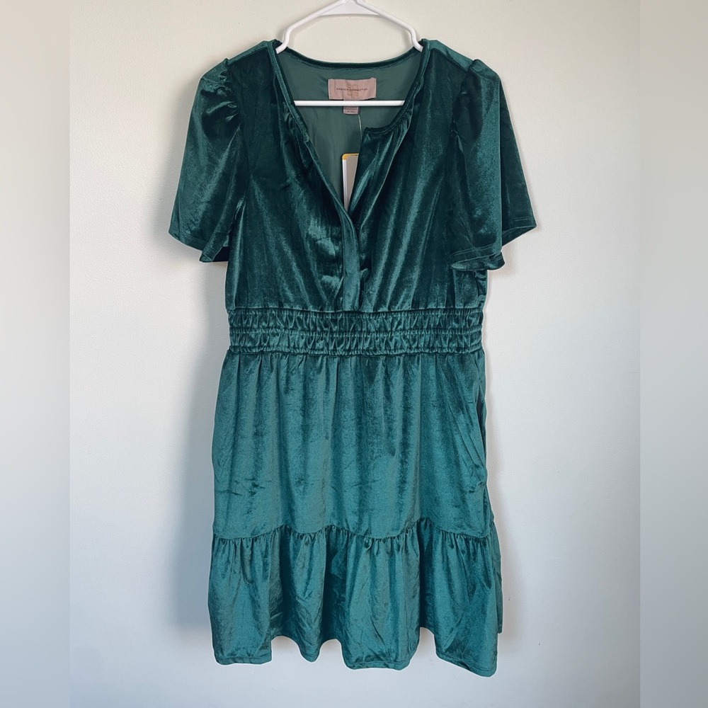 French Connection Teal Velvet Midi Dress